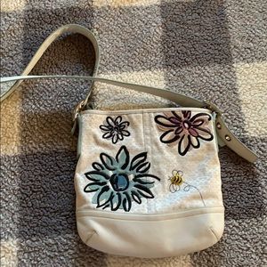 Coach embroidered logo bee flower crossbody